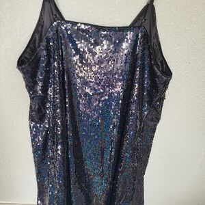 Allegra K Shimmering Blue Sequin Top